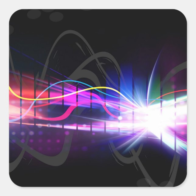 Rainbow Musical Wave Form Quadratischer Aufkleber (Vorderseite)