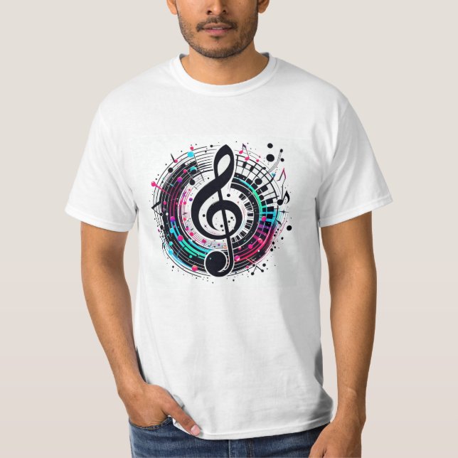 Rainbow Musiknote Futuristic Fun T - Shirt (Vorderseite)