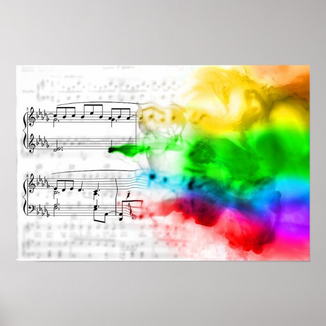 Rainbow-Musiknoten Poster (Vorne)