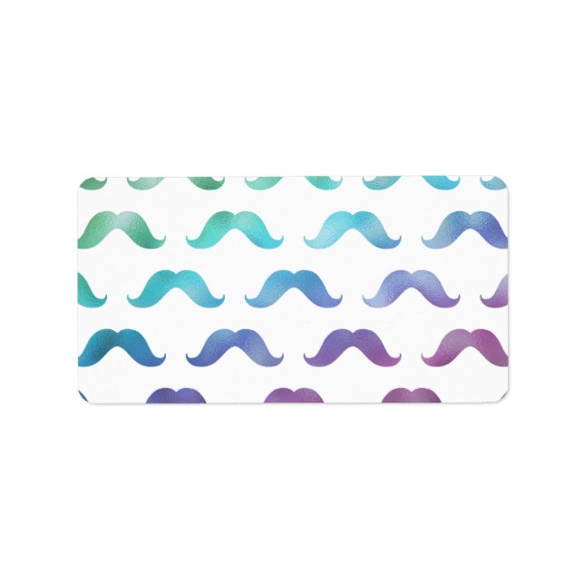 Rainbow Mustache Imitats Foil Metallic Mustaches Adressaufkleber (Vorne)
