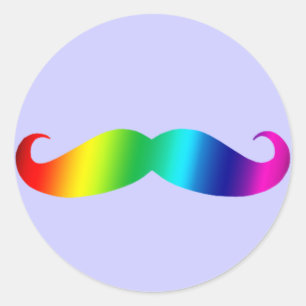 Rainbow Mustache T - Shirt Runder Aufkleber