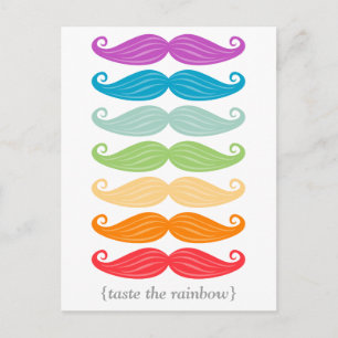 Rainbow Mustaches Postcard Postkarte