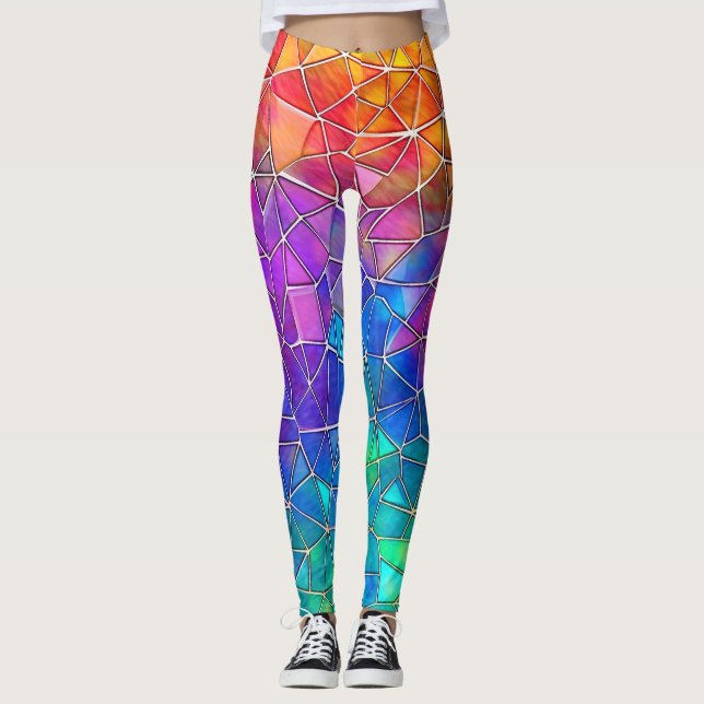 Rainbow-Muster aus Hartglas Leggings (Vorderseite)