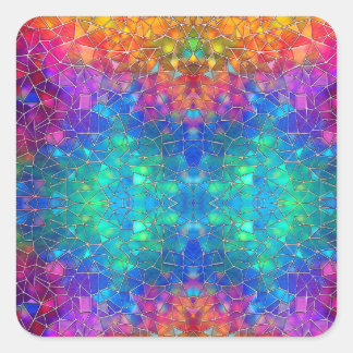 Rainbow-Muster aus Hartglas Quadratischer Aufkleber