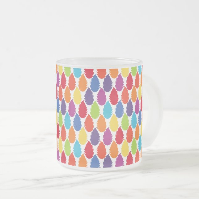 Rainbow-Muster, farbenfrohe Leaf-Design Mattglastasse (VorderseiteRechts)