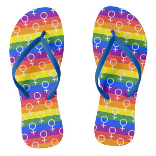 Rainbow-Muster Flip Flops