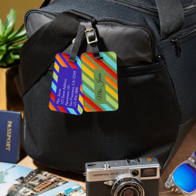 Rainbow-Muster für Funky Striped Gepäckanhänger (Vorderseite & Rückseite)