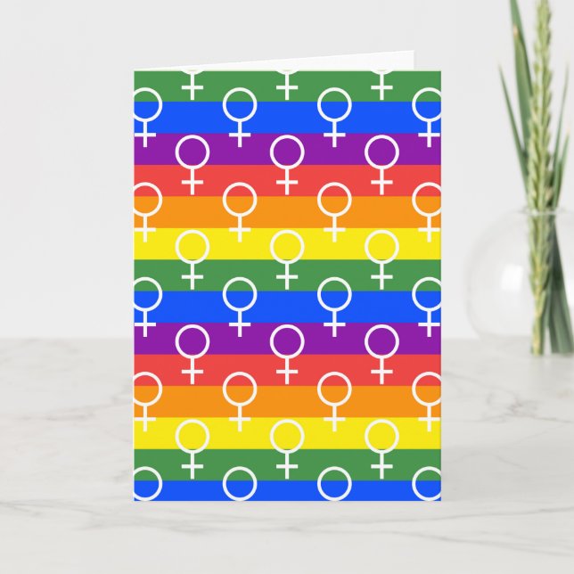 Rainbow-Muster für weibliche Symbole Karte (Vorderseite)