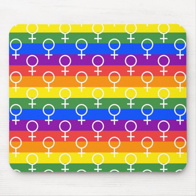 Rainbow-Muster für weibliche Symbole Mousepad (Vorne)