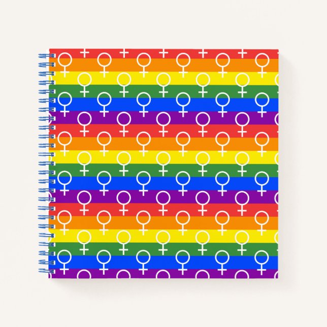 Rainbow-Muster für weibliche Symbole Notizbuch (Vorderseite)