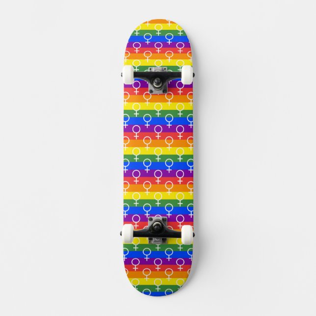 Rainbow-Muster für weibliche Symbole Skateboard (Vorderseite)