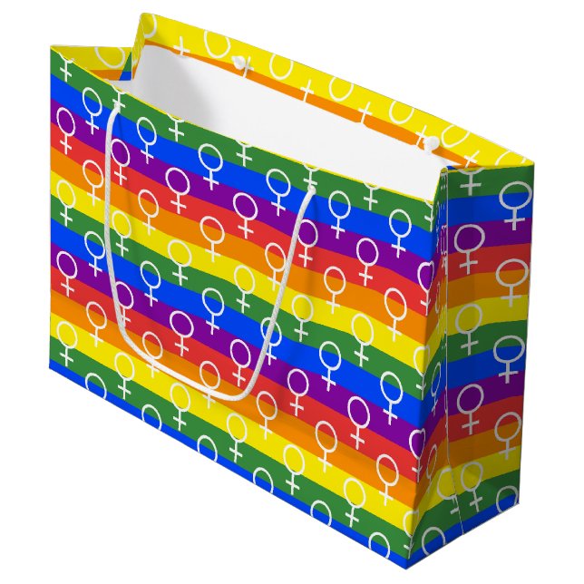 Rainbow-Muster Große Geschenktüte (Vorderseite Schrägansicht)