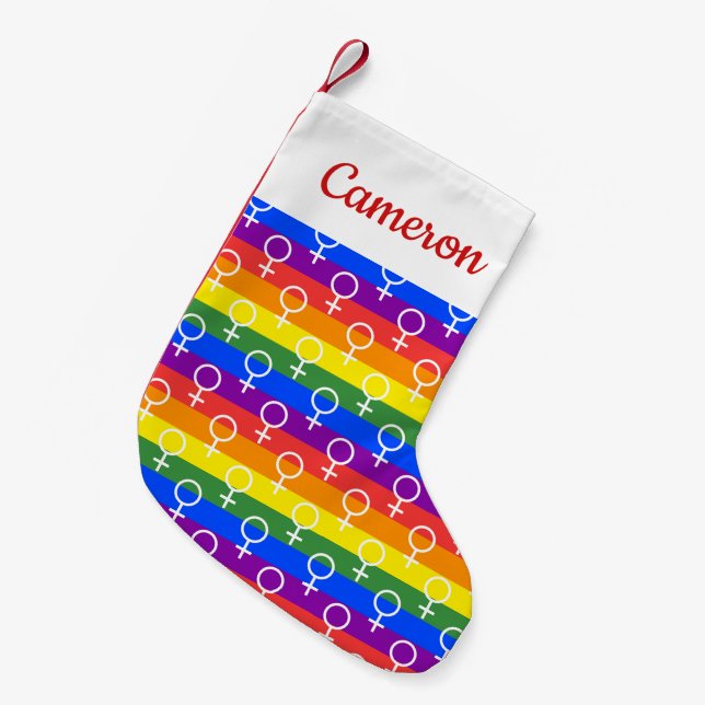 Rainbow-Muster Kleiner Weihnachtsstrumpf (Vorderansicht (hängend))