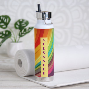 Rainbow-Muster Nr. 2 Personalisierter Name Trinkflasche