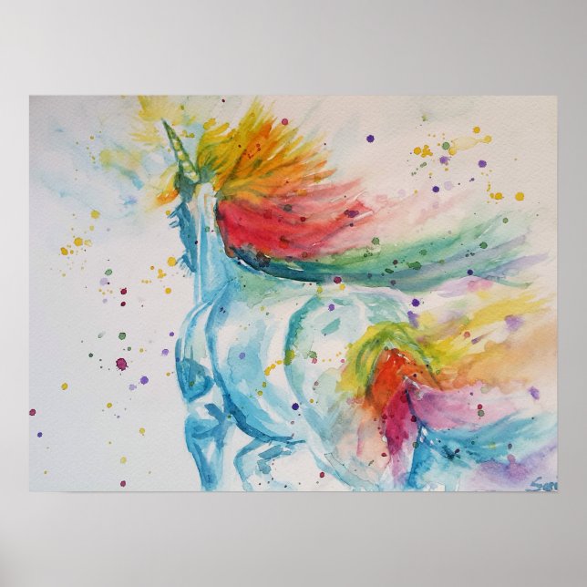 Rainbow My Horse ist ein Niedliches Einhorn-Poster Poster (Vorne)
