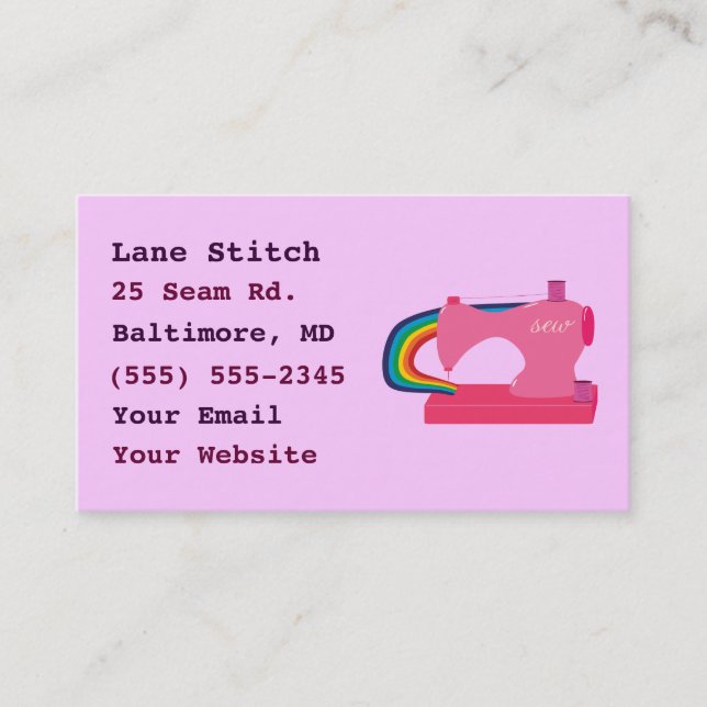Rainbow-Nähmaschinen-Visitenkarten Visitenkarte (Vorderseite)