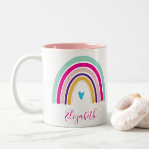 RAINBOW NAME farbenfrohe lustige boho Design Zweifarbige Tasse