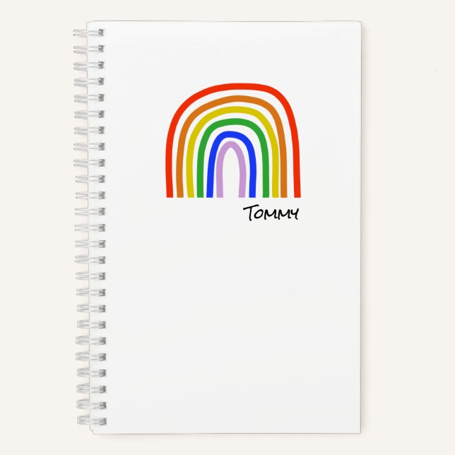 Rainbow NAME Herz Colorful Artisan Fun Kinder Notizbuch (Vorderseite)