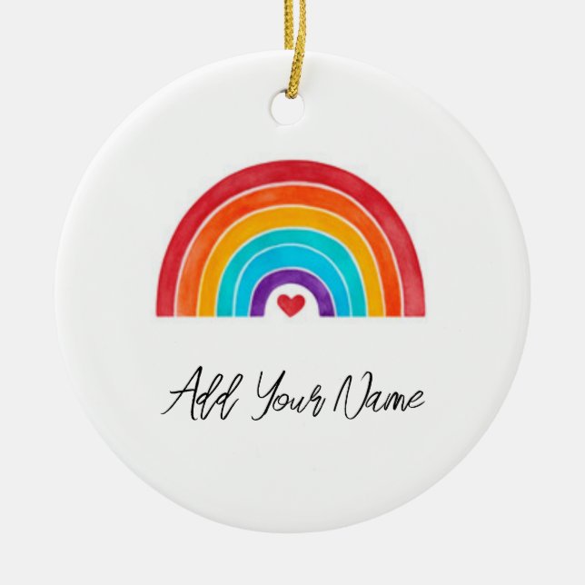 Rainbow - Name hinzufügen Keramik Ornament (Vorne)
