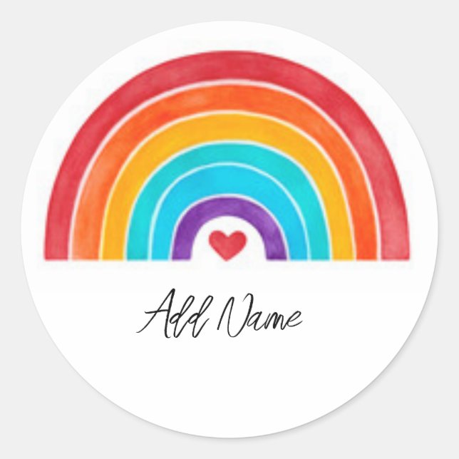 Rainbow - Name hinzufügen Runder Aufkleber (Vorderseite)