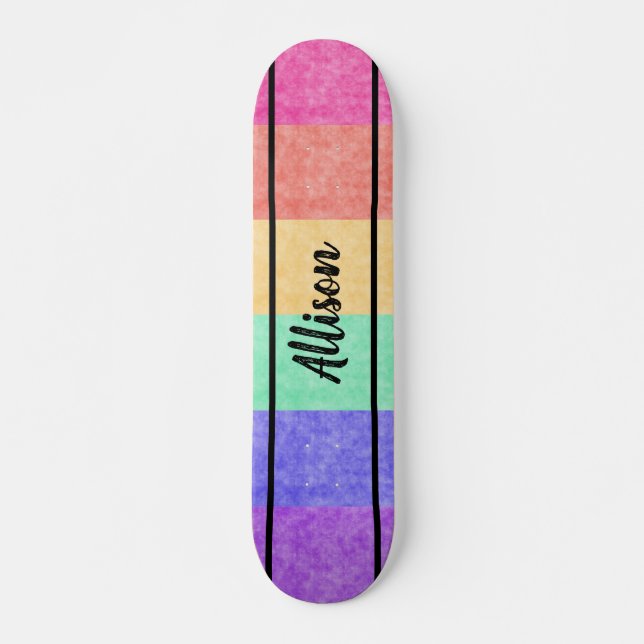 Rainbow Name Skateboard (Vorne)