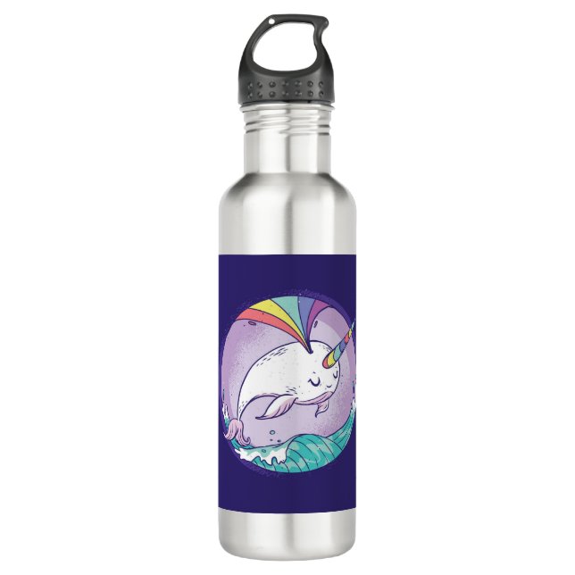 Rainbow Narwhal Edelstahlflasche (Vorderseite)