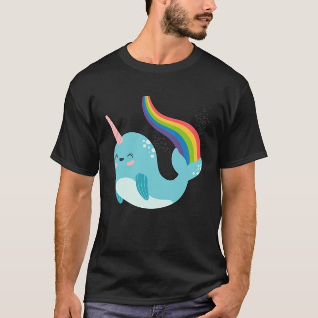 Rainbow Narwhal for Girls Cute Narwhale Graphic T-Shirt (Vorderseite)