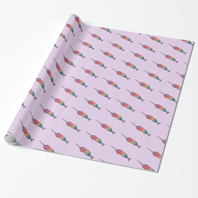 Rainbow Narwhal Geschenkpapier (Ungerollt)