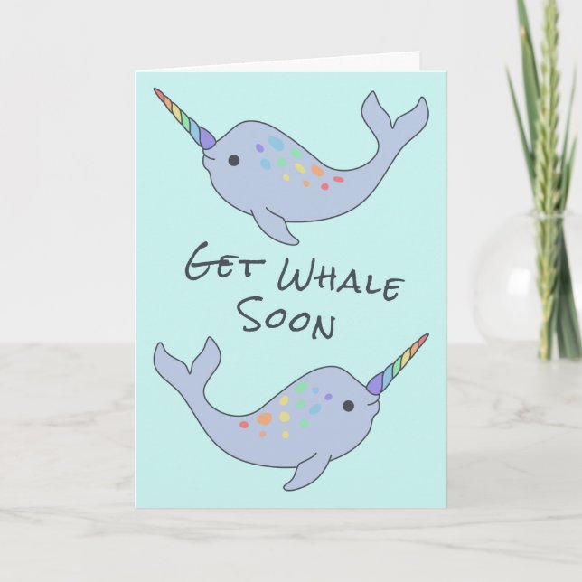 Rainbow Narwhal holen Whale bald Karte (Vorderseite)