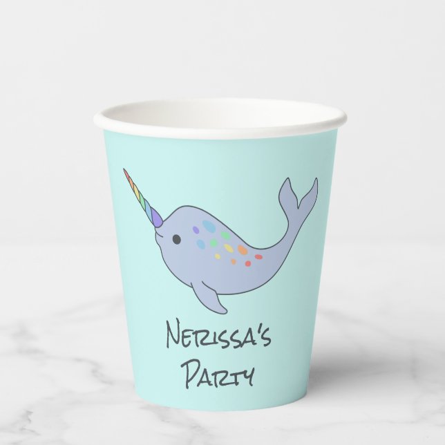 Rainbow Narwhal Paper Cups Pappbecher (Vorderseite)