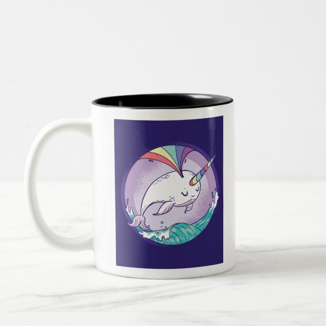 Rainbow Narwhal Zweifarbige Tasse (Links)