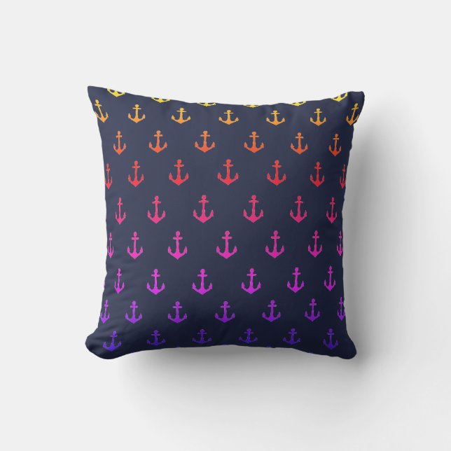 Rainbow Nautic Anchors Pattern Kissen (Vorderseite)
