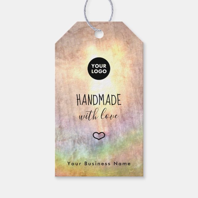 Rainbow Neutral Business Logo Handmade Custom Geschenkanhänger (Vorderseite)