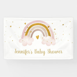 Rainbow Neutral Gold Pastel Baby Dusche Banner