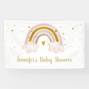Rainbow Neutral Gold Pastel Baby Dusche Banner