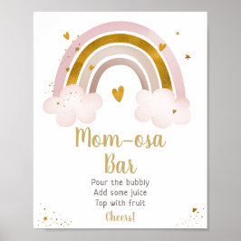 Rainbow Neutral Gold Pastel Baby Dusche Mimosa Bar Poster