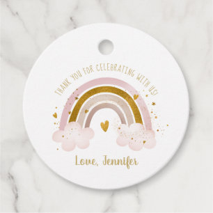 Rainbow Neutral Gold Pastel Baby Dusche Vielen Dan Geschenkanhänger