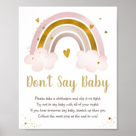 Rainbow Neutral Gold Pastel Say Baby Game nicht Poster