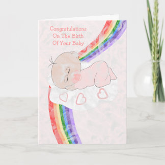Rainbow New Geboren Baby Girl Karte