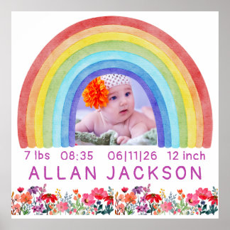 Rainbow Newborn Foto personalisiert Baby Gift Poster