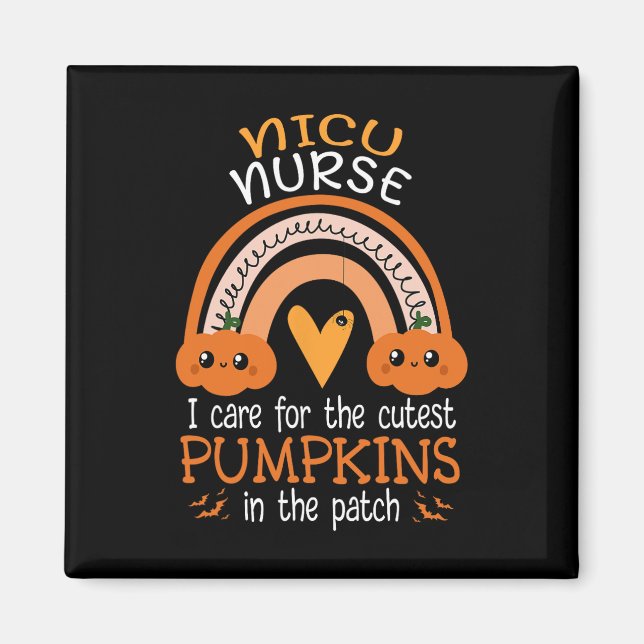 Rainbow NICU Nurse Niedliche Pumpkins in Patch Ha Magnet (Vorne)
