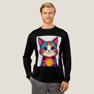 Rainbow Niedlich Cat Cartoon Illustration Tri-Blend Shirt