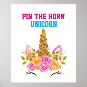 Rainbow Niedlich Fun Button am Horn von Unicorn Poster