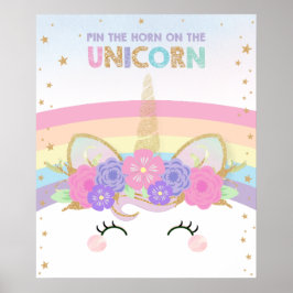 Rainbow Niedlich Fun Button am Horn von Unicorn Poster