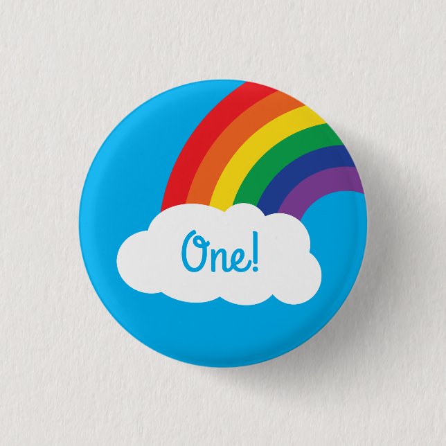 Rainbow Niedlich Kid's Geburtstagsparty Button (Vorderseite)