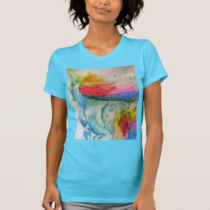 Rainbow Niedlich Unicorans Womans Watercolor T Shi T-Shirt