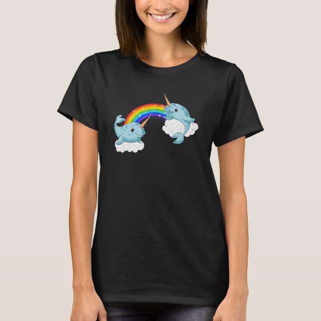 Rainbow Niedlich WhalSea Creature Ocean Mammal Nar T-Shirt (Vorderseite)