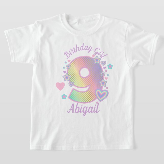 Rainbow Nineth Birthday Girl 9. Iridescent T-Shirt (Ablage )