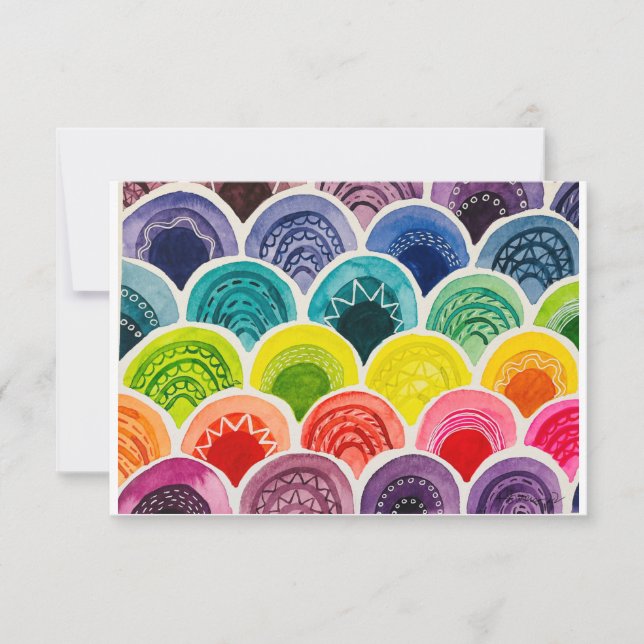 Rainbow Note Card - Wasserfarbe, Originalkunst Dankeskarte (Vorderseite)