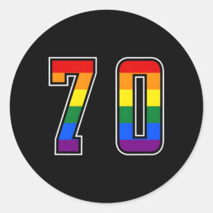 Rainbow Number 70 Team Junior Numbered Uniform Runder Aufkleber